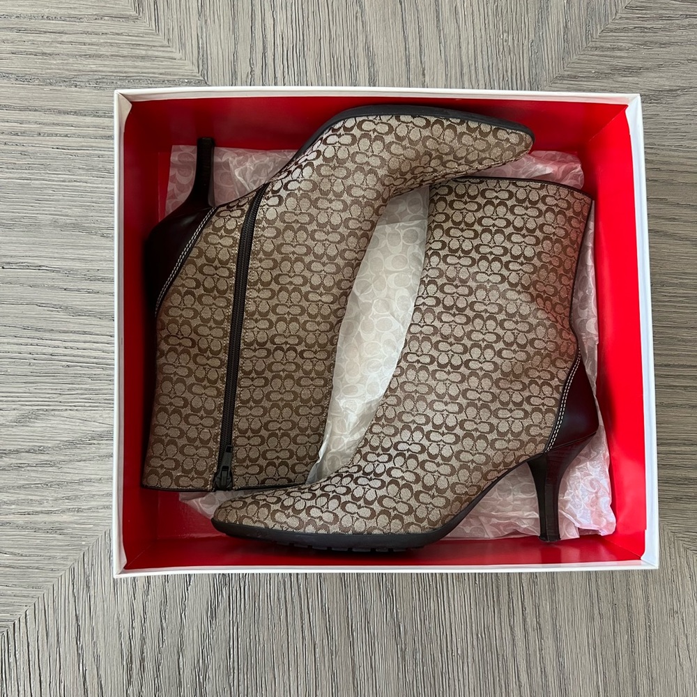 Brown Mini Logo Coach Booties